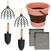 Clam Digging Set for Includes Folding and Net Bag Family/Groups, Bucket, Rake, Shovel, (Pink)