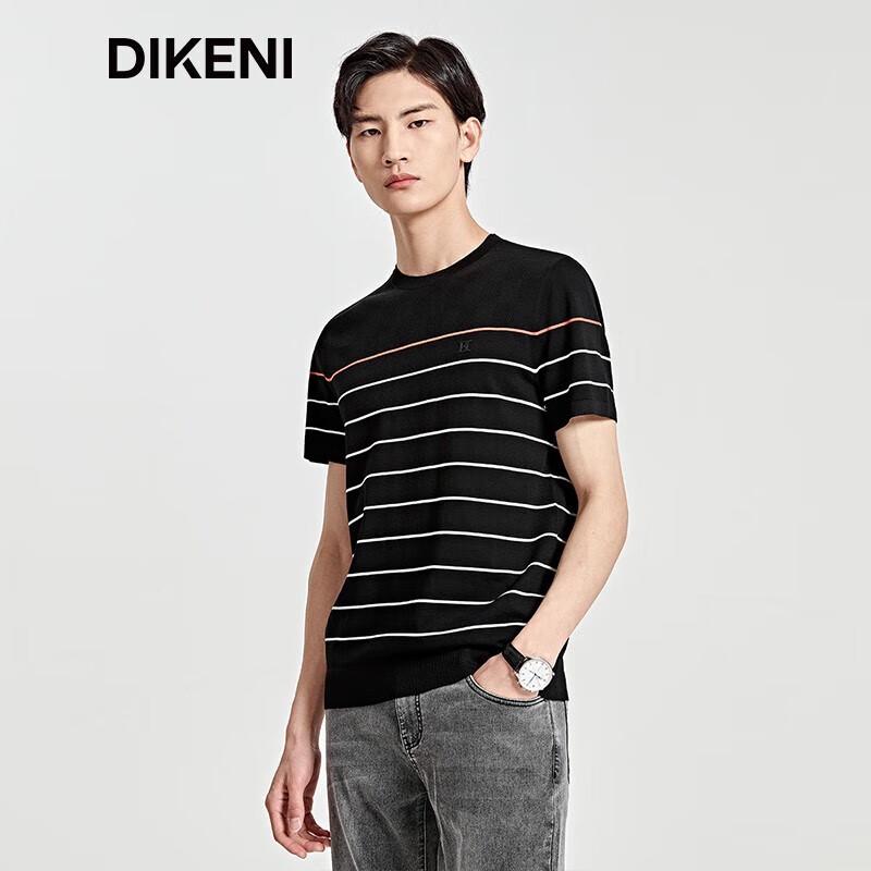 DIKENI Men s Ice Oxygen Cotton Striped Short Sleeve Knit T-Shirt XL (52)
