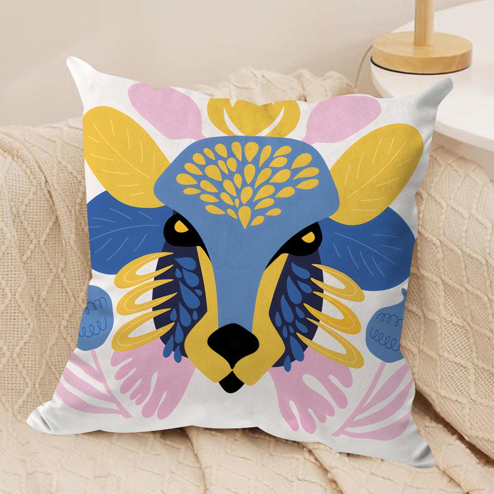 Abstract Floral Animal Fashion Cushion Cover Silky Short Plush Invisible Zipper Dustproof Sofa Pillow Case for Home Decor