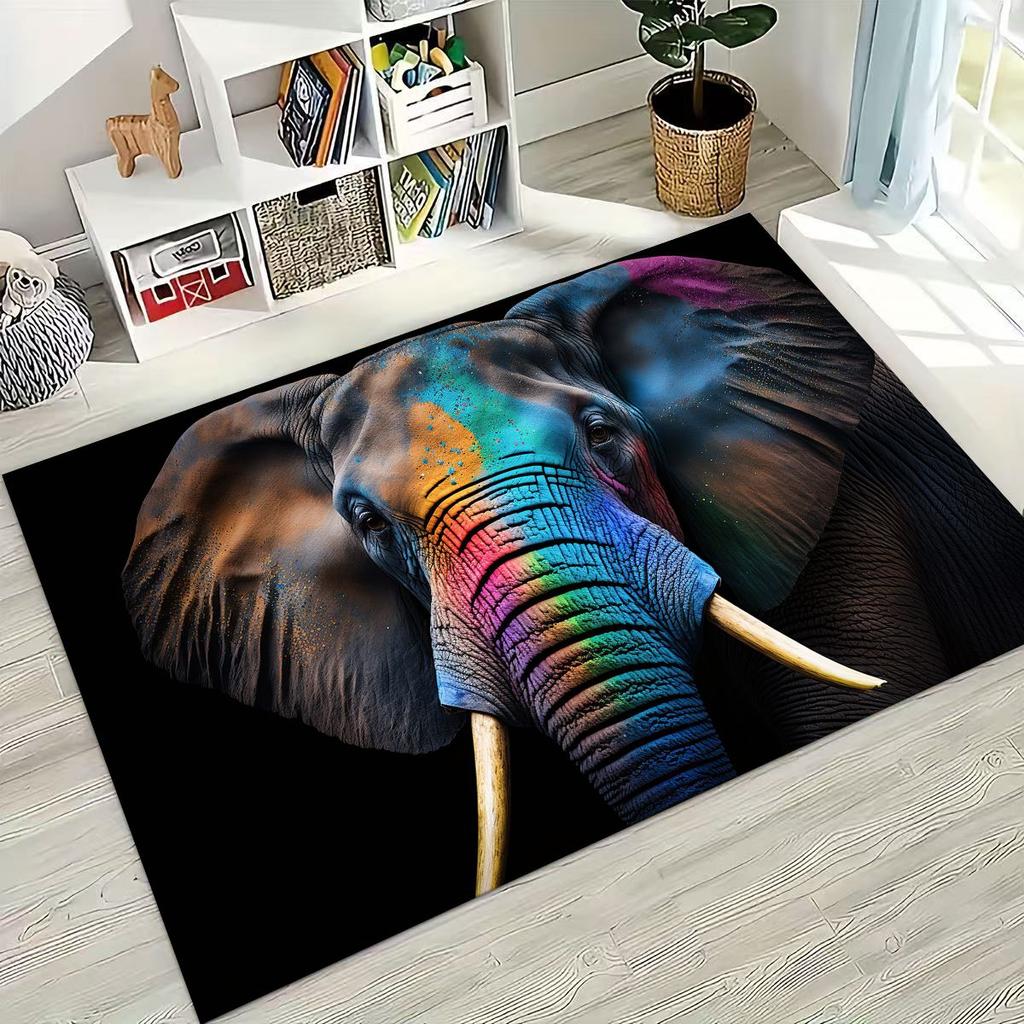 27 Stil Weisheit Elefant Cartoon Teppich für Schlafzimmer Wohnzimmer Sofa Zuhause Fußmatte Dekor,Große Kinder Spiel Anti-Rutsch Bodenmatte Geschenk