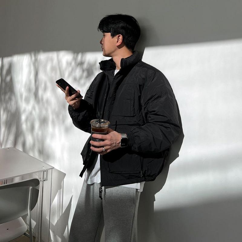 

Рабочая одежда воротник-стойка хлопковое пальто мужское зимнее теплое свободное пальто корейский стиль модное хлопковое пальто 2XL