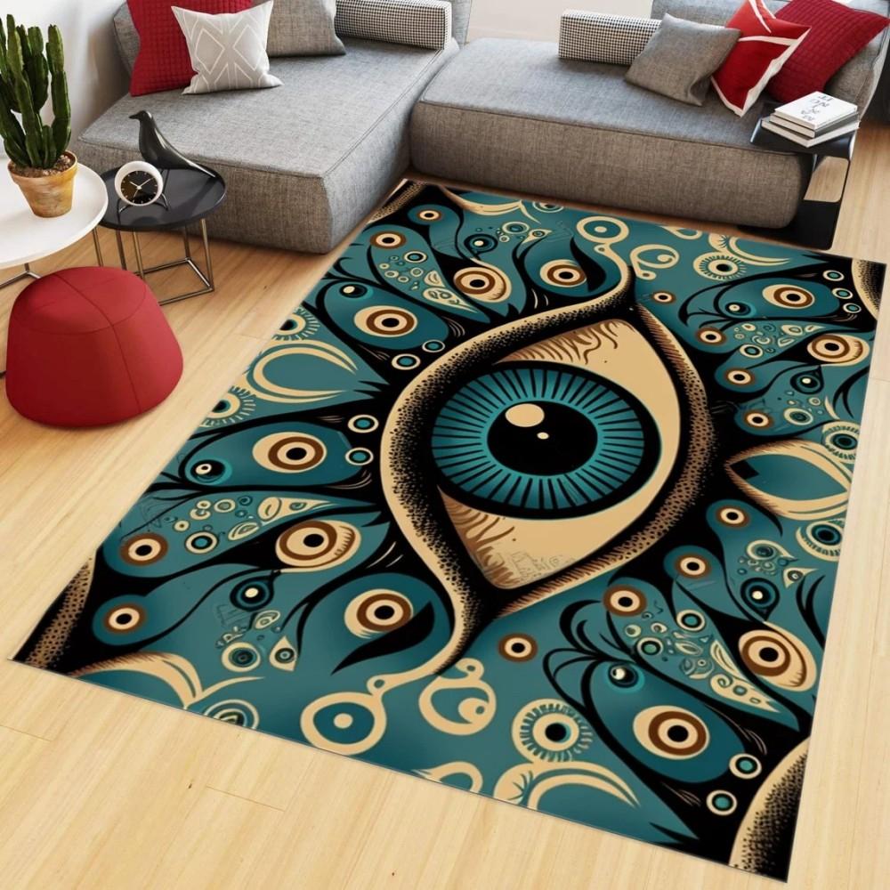 Evil Eye Print Area Rugs Non-slip Floor Mat Living Room Bedroom and Home Decor Doormat Machine Washable Kitchen Carpet