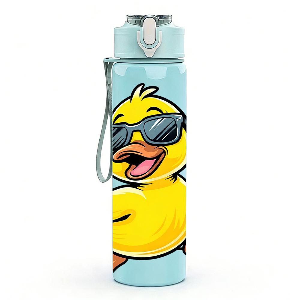 1PZ Occhiali da Sole Anatra Gialla 750ml Bottiglia d'Acqua Sportiva in Plastica Colorata Tappo Flip-Top Anti-Perdita Adatta per Sport Ufficio Uso Domestico