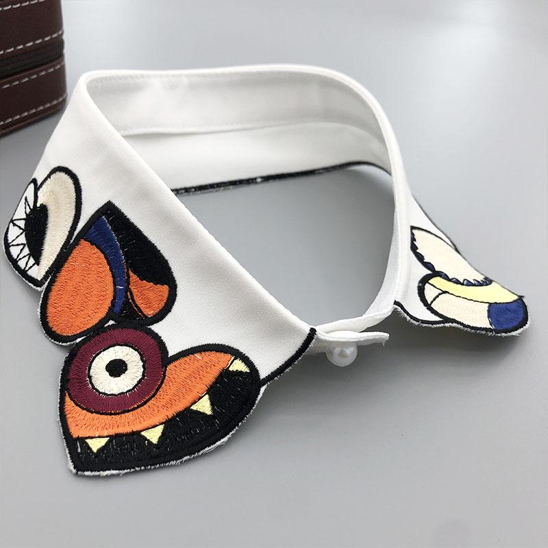 Retro Rhinestone False Collar Neckline Women Lapel Fake Collar Woman Embroidery Removable Detachable Tie Clothing Accessories