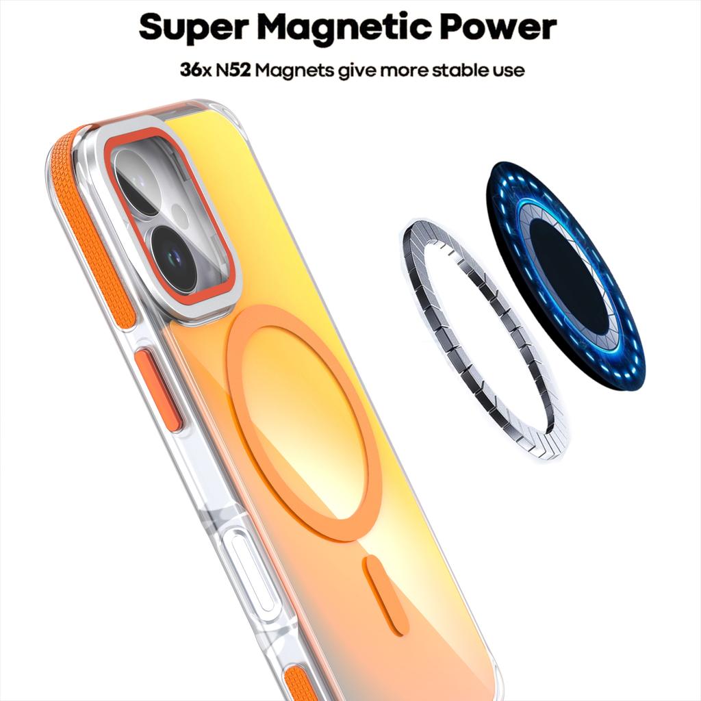 For iPhone 17 Magnetic Case TPU Acrylic Phone Back Cover with Lens Film and Kickstand