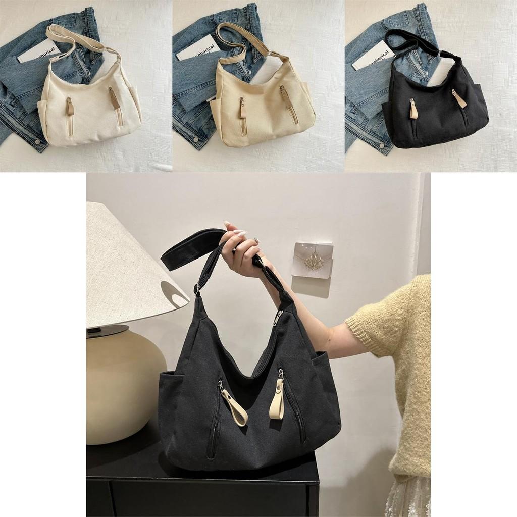 Trendy Retro Japanese Canvas Crossbody Bag Elegant Black Beige And Khaki Colors For Everyday Use