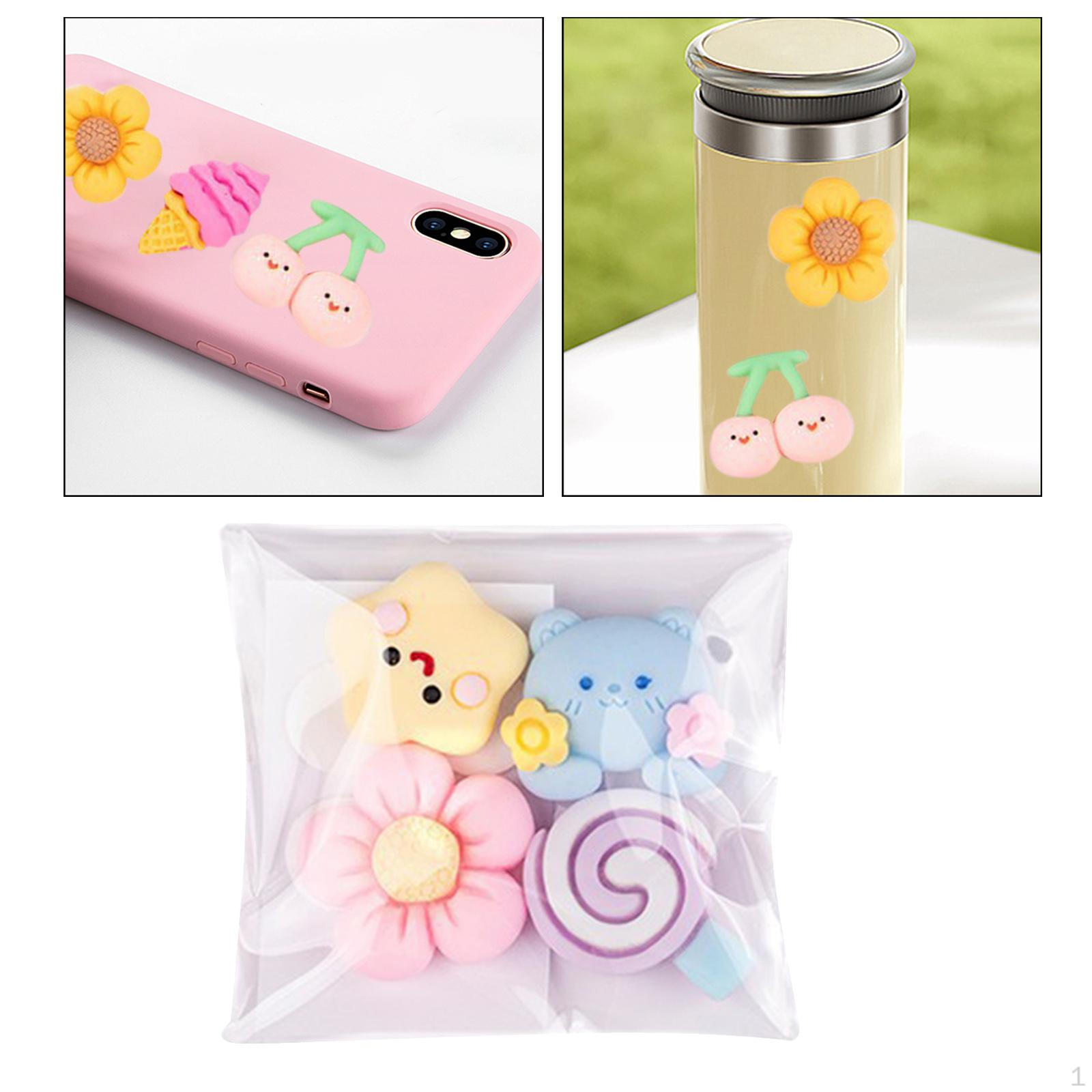 4x 3D Embellishments Resin Buttons Flatback, Ornament Flat Back Decorations for Crafting Nail Art,