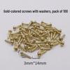 Golden, Silver, and Black Self-Tapping Wide Head Screws with Washers