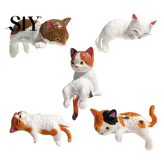 Tiny Plastic Cat Statues Mini Figurine Miniature Cute Cartoon Kittens Ornament for Office Decorations Computer Monitor Car Dashboard Home Desk