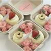 10PCS Disposable Bento Food Lunch Box Baking Dessert Cake Burger Packing Boxes Environmentally Friendly Biodegradable Pulp Boxes