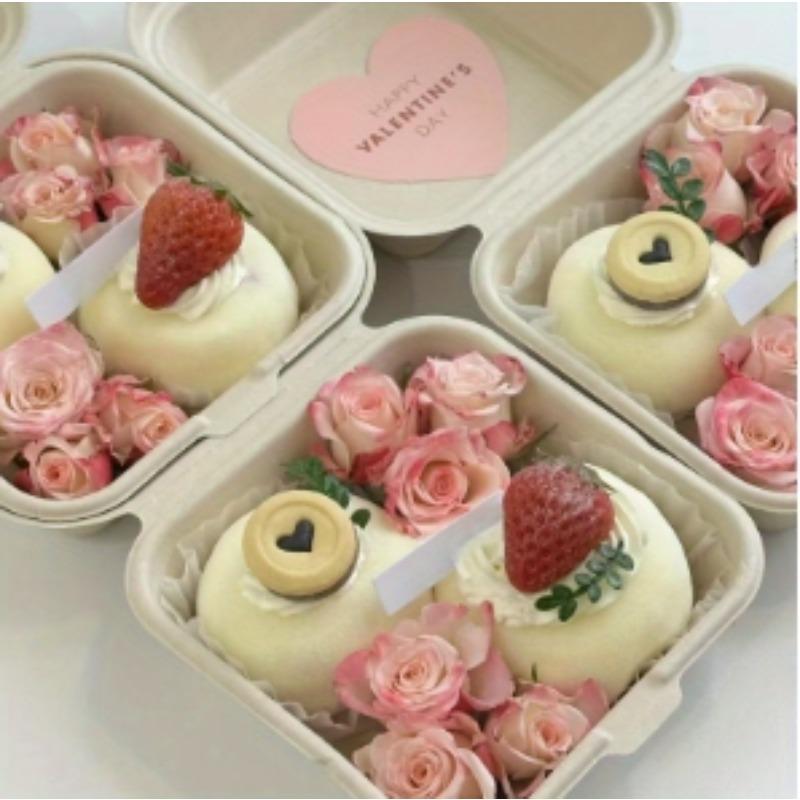 10PCS Disposable Bento Food Lunch Box Baking Dessert Cake Burger Packing Boxes Environmentally Friendly Biodegradable Pulp Boxes