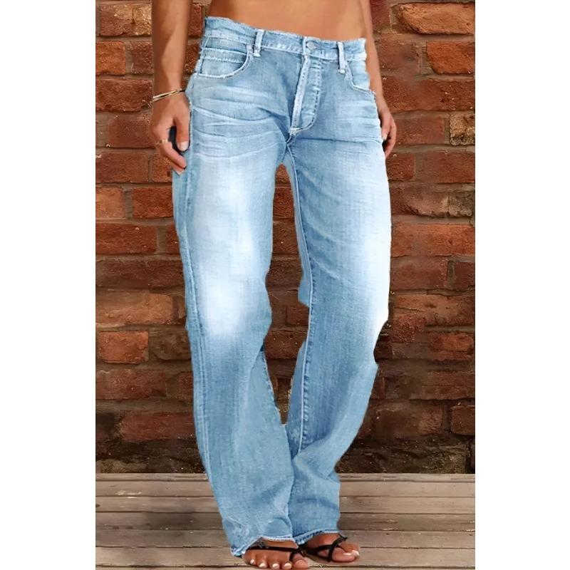 Women's High-Waisted Flared Denim Jeans with Raw Hem