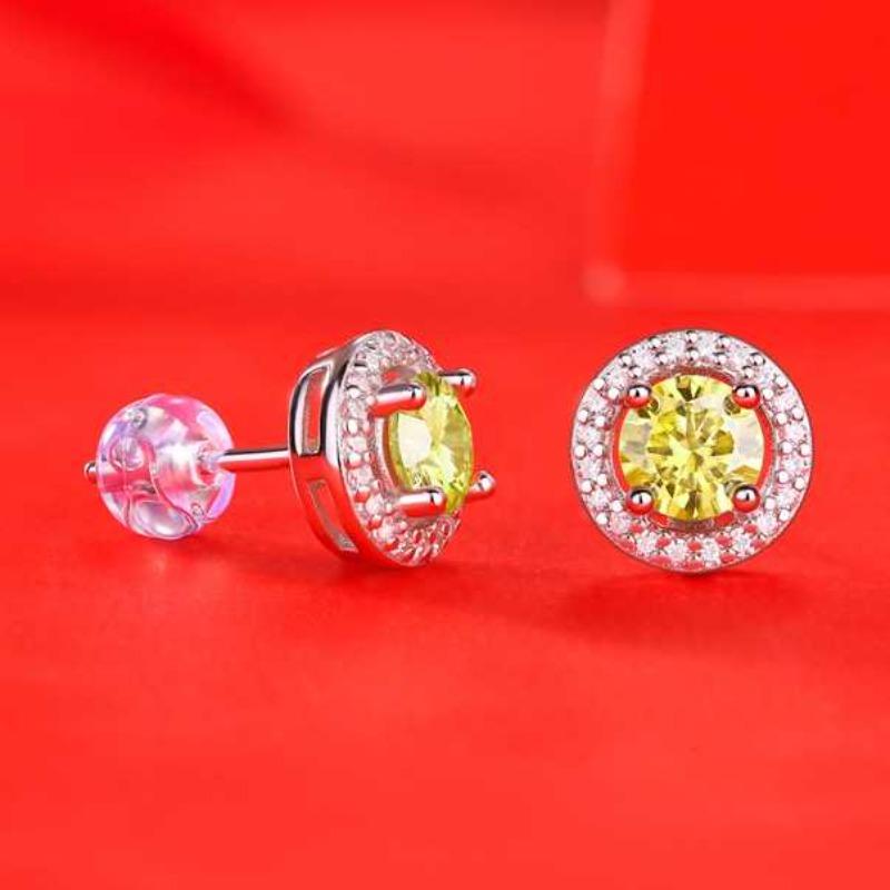 Sace Gems Certifikované 0,5ct žluté moissanitové náušnice puzety pro ženy platinové pokovení stříbro ryzosti diamantové náušnice svatební jemné šperky