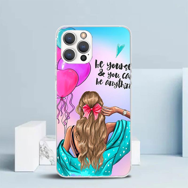 Woman Fashion Girl Super Mom Baby Soft Cover for iPhone 16 17 Air 15 14 Pro Max 16E Phone Case 13 Mini 12 11 7 SE 8 Print Patter