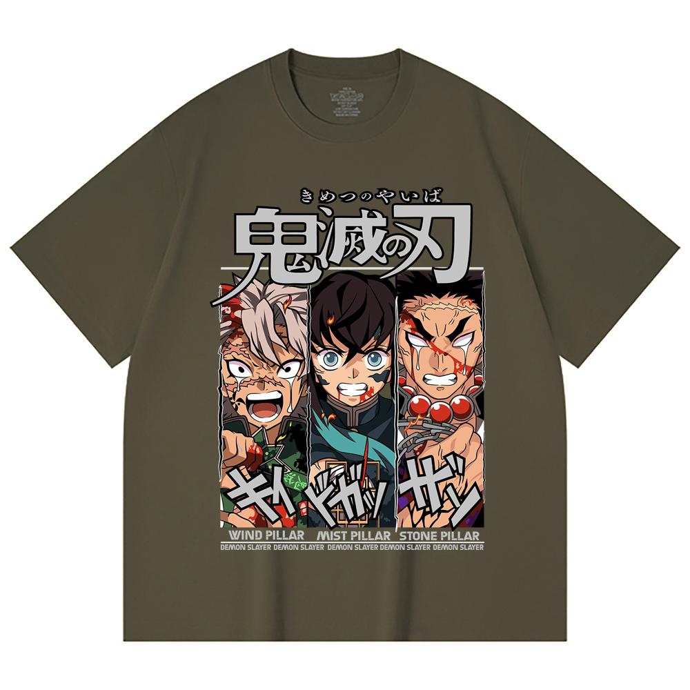 230 Gsm 100% Cotton Demon Slayer V60 Pillars Print Unisex Heavy Cotton T Shirt