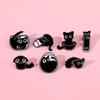 Cute Cat Black Cat Enamel Pin Cup Cat Metal Badge Black Kitten Brooches  Clothing Accessories