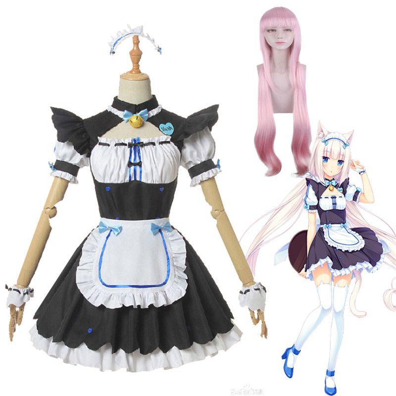 Nekopara Chocola Vanilla Cat Maid Dress Cosplay Costume Wig Breathable Exquisite Workmanship