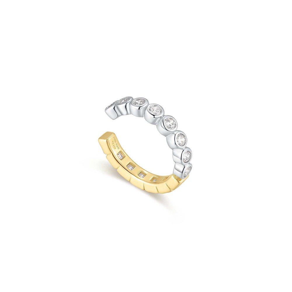 Two-tone Bezel 925 Silver Ear Cuff E066-02T