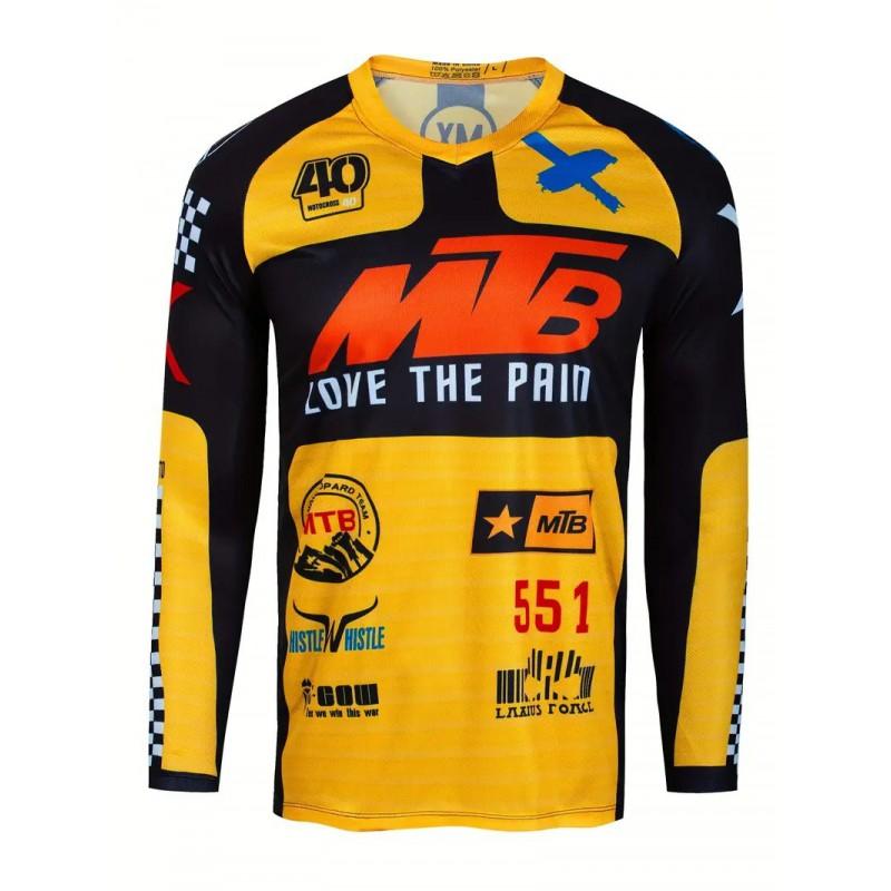Mens Quick-Dry Long Sleeve Cycling Jersey Breathable Moisture-Wicking Mountain Bike Shirt Outdoor Sports