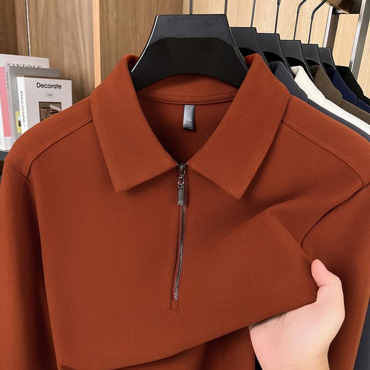 2025 Velvet Half-Zip Lapel Hoodie Men s Casual Business Base Layer L