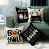 New Halloween Pillow Cover with Cute Pumpkin Ghost Element Letters Digital Print Decorative Pillow Cover