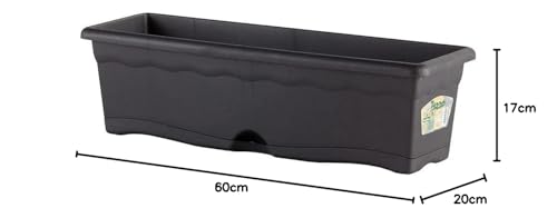 Planter with Integrated Saucer, Anthracite Colour, 60x20cm