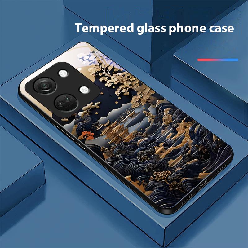 Jubao Basin Water For OnePlus Nord 3 5 6T 7 Pro 8 12 10T Reno8 Lite 5G 10R Nord N30 Hard Shell Tempered Glass Phone Case Black