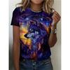Creative 3D Printed Short Sleeved T-shirt Fashionable Comfortable Soft Breathable Large Loose Womens T-shirt