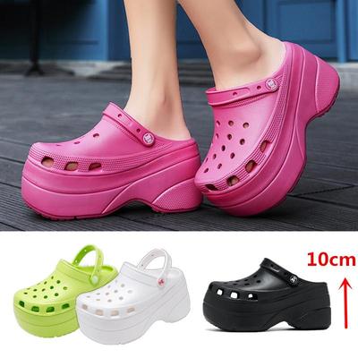 10 cm Sommer Frauen Clogs Schnell Trocknend Garten Schuhe Weibliche Strand Sandalen Rutschfeste Hause Hausschuhe Dicke Sohle Erhöht Flip-Flops sandalen für