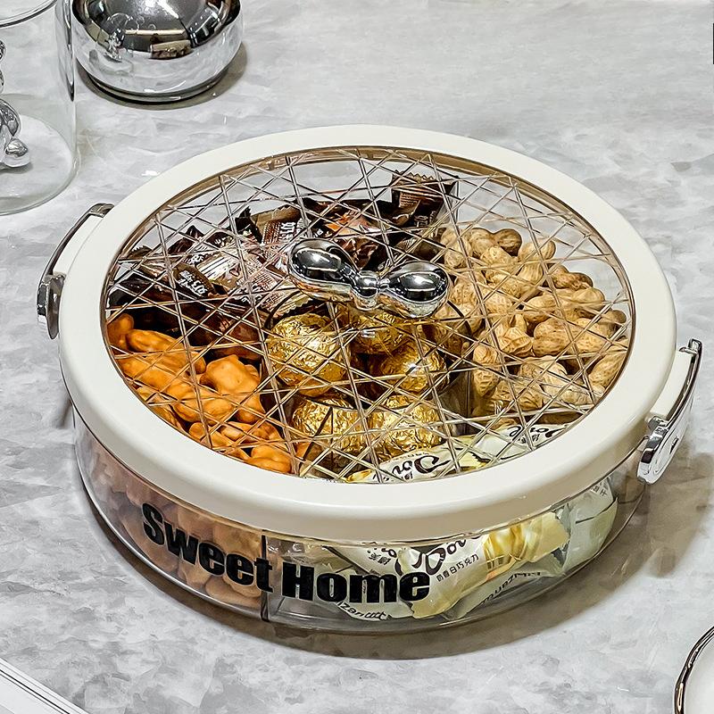 High-value Light and Luxurious Sealed Nut Snack Candy Tray New Year's Chinese New Year's Dried Fruit Tray Home Living Room Coffee Table Fruit Tray