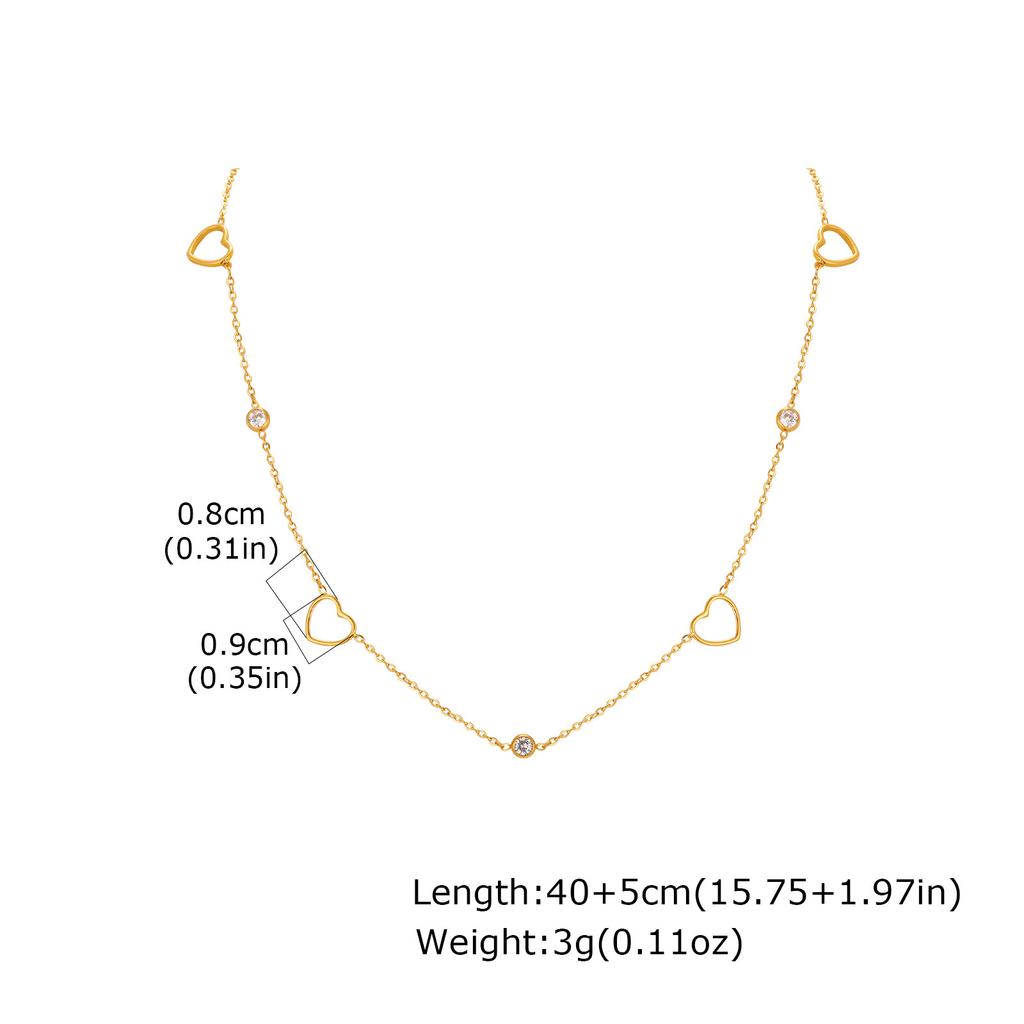 Wind Ladies Jewelry Stainless Steel Heart Inlaid Butterfly Flower Bracelet Necklace, Niche Delicate Clavicle Chain 2536