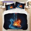 Guitar Pattern Bedding Quilt Set Quilt Cover Pillowcase Home Decoration Birthday Gift (1 * duvet cover + 2 * pillowcase, without core)