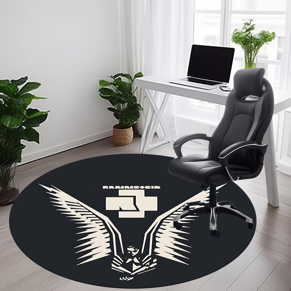 1PC RAMMSTEIN Office Round Rug, Non-slip, Soft and Durable Office Rug for Interior Decoration, Perfect for Office, Beautiful Decoration