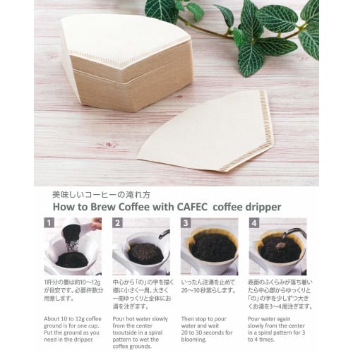 Sanyo Sangyo CAFEC Abaca Fan-Shaped Coffee Filters 101, 1-2 Cups, Pack of 100, Brown, AB101-100B