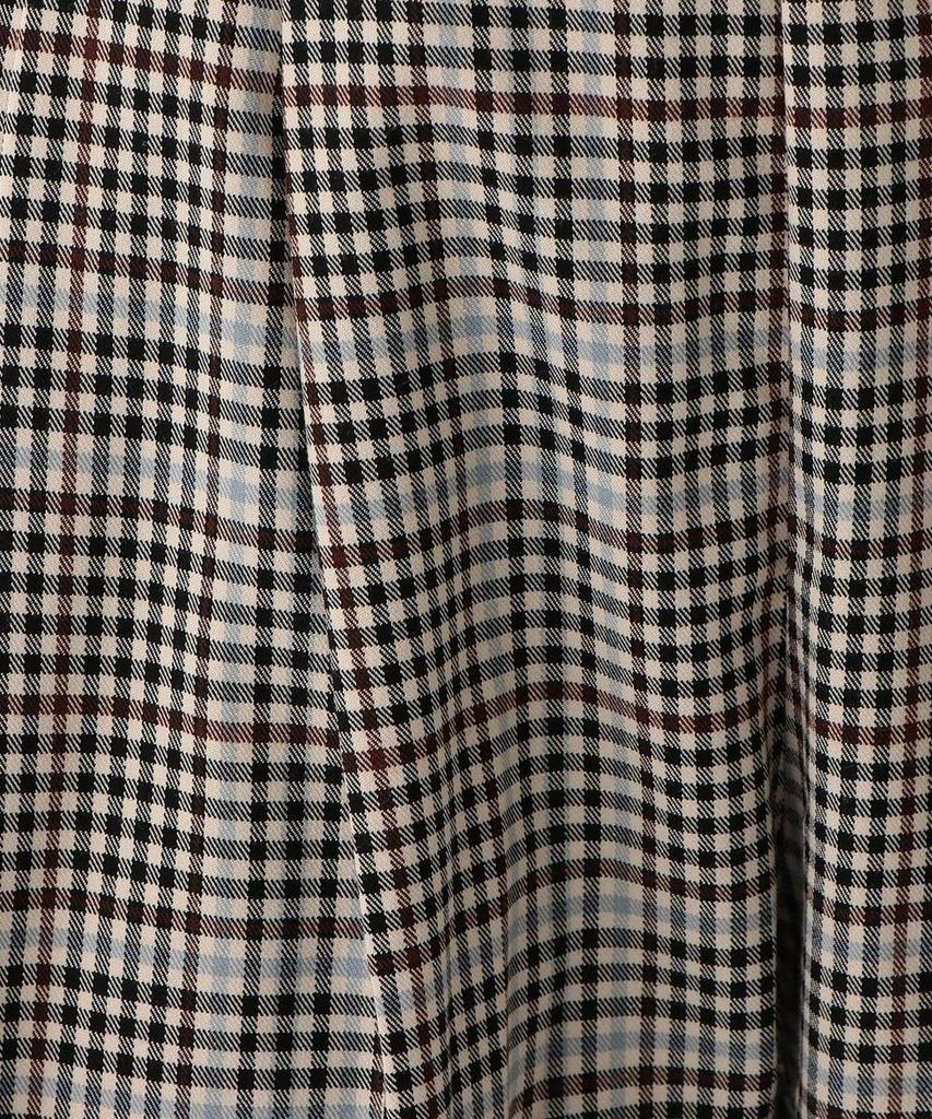 Afternoon Tea Living JG19 Check Semi-Wide Tuck Pants, Beige