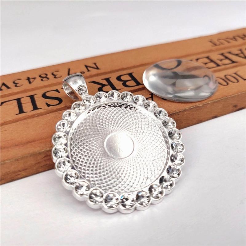 10pcs/set Pendant Settings Rhinestone Cabochon Base Jewelry Making Alloy Tray Findings for DIY Photo Frame Necklace