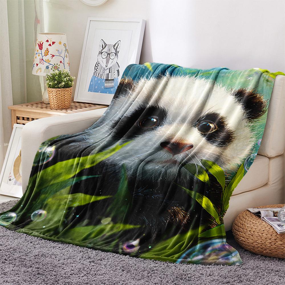 Panda Print Flannel Blanket, High quality Comfortable for All Seasons, Home Decor, Warmth and Comfort, Perfect for Christmas Gifts