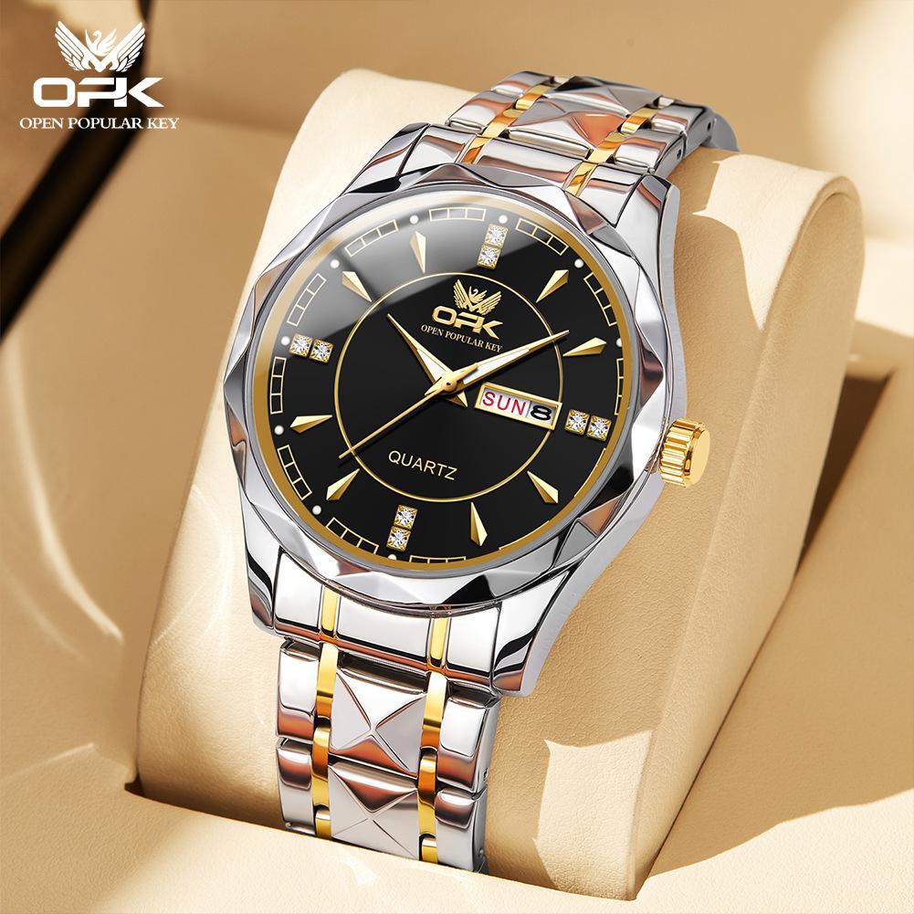 Stainless Steel Business Double Calendar Waterproof Men's Watch Men's Watch Local Tyrant Gold Watch