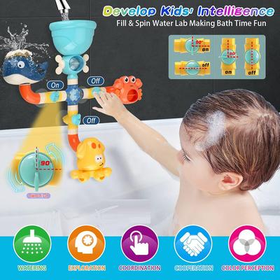 Bath Toys for Toddlers Bathtub Toy for Age 2-5 DIY Tubes Bath Time Water Toys with Color Box Birthday Gift