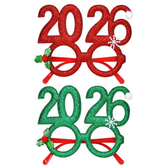 2026 New Year Eve Glasses Christmas Party Photo Props for Adults Kids Festive Celebration Eyewear for Countdown Party