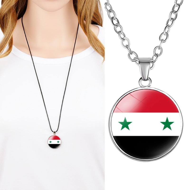 Elegant Syrian Flag Pendant Necklace Symbolizing National Pride and Cultural Identity in Sturdy Materials Casual Wear