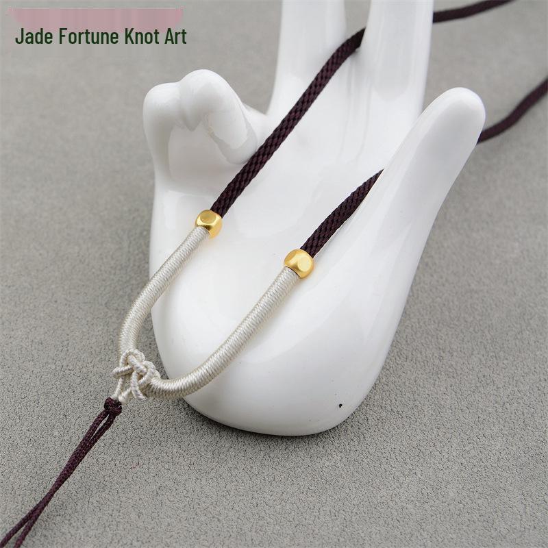 Adjustable Handmade Woven Jade Agate Pendant Necklace with Cord