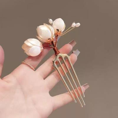 1Pcs Parties Hair Pin Hair Accessories Elegant Retro Flower Golden Alloy Hair Clip Perfect For Curling Or Straight Hair