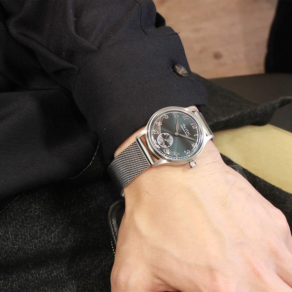 The STAC Classic Retro Stainless Steel Mesh Japanese-Made Wristwatch, 36mm, Style, Men's/Women's, Unisex, Blue-Green, Strap, ST-AR002