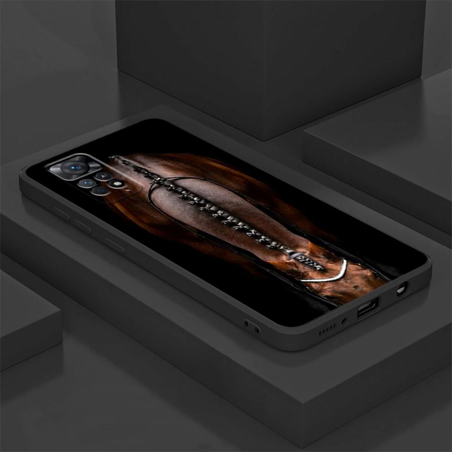 Hülle für Xiaomi Redmi Note 9 10 11 12 Pro 11s 13 14 Pro Plus 10S 12s 9S 7 8 Schwarz Weiche Handyhülle Pferd Tier