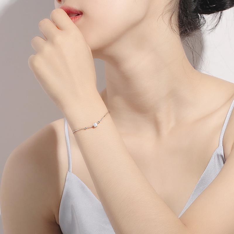 

Минималистичный женский квадратный браслет из стерлингового серебра с золотым покрытием 925 Silver