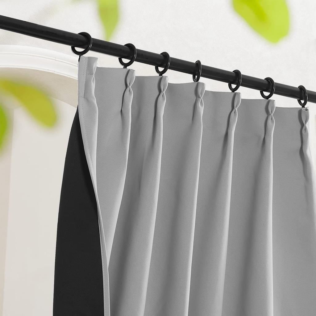 NICETOWN Complete Blackout Grade Light Thick 100cm Wide x 110cm Set of 2 Heat and Cold Energy Small Waist Bay Room Cafe Hotel Curtains, 1,