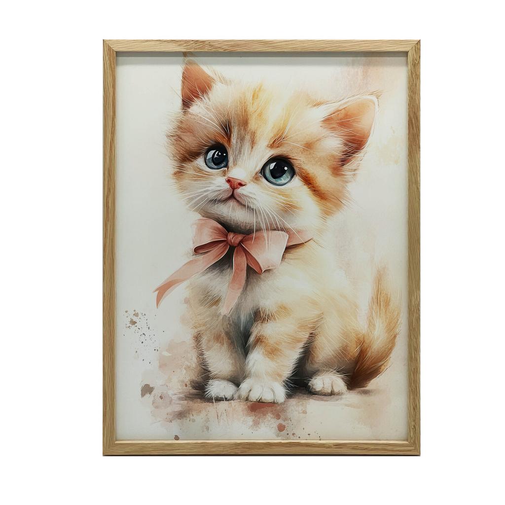 Cute Kitten With Pink Bow Cute Kitten With Pink Bow, 30X40 Cm, Unframed, Premium Canvas On Stretcher