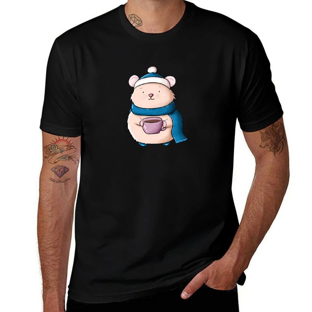 Cute hamster in winter TShirt Casual Work Wear TShirt
