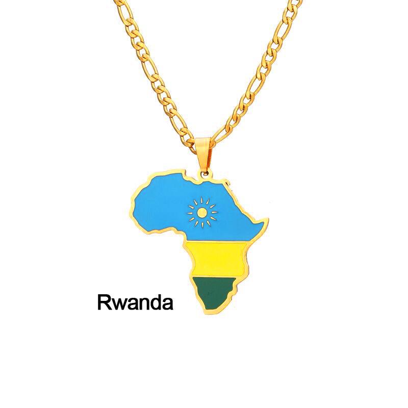 Africká mapa Hip-Hop nerezový náhrdelník: Nigérie, Somálsko, Angola Design